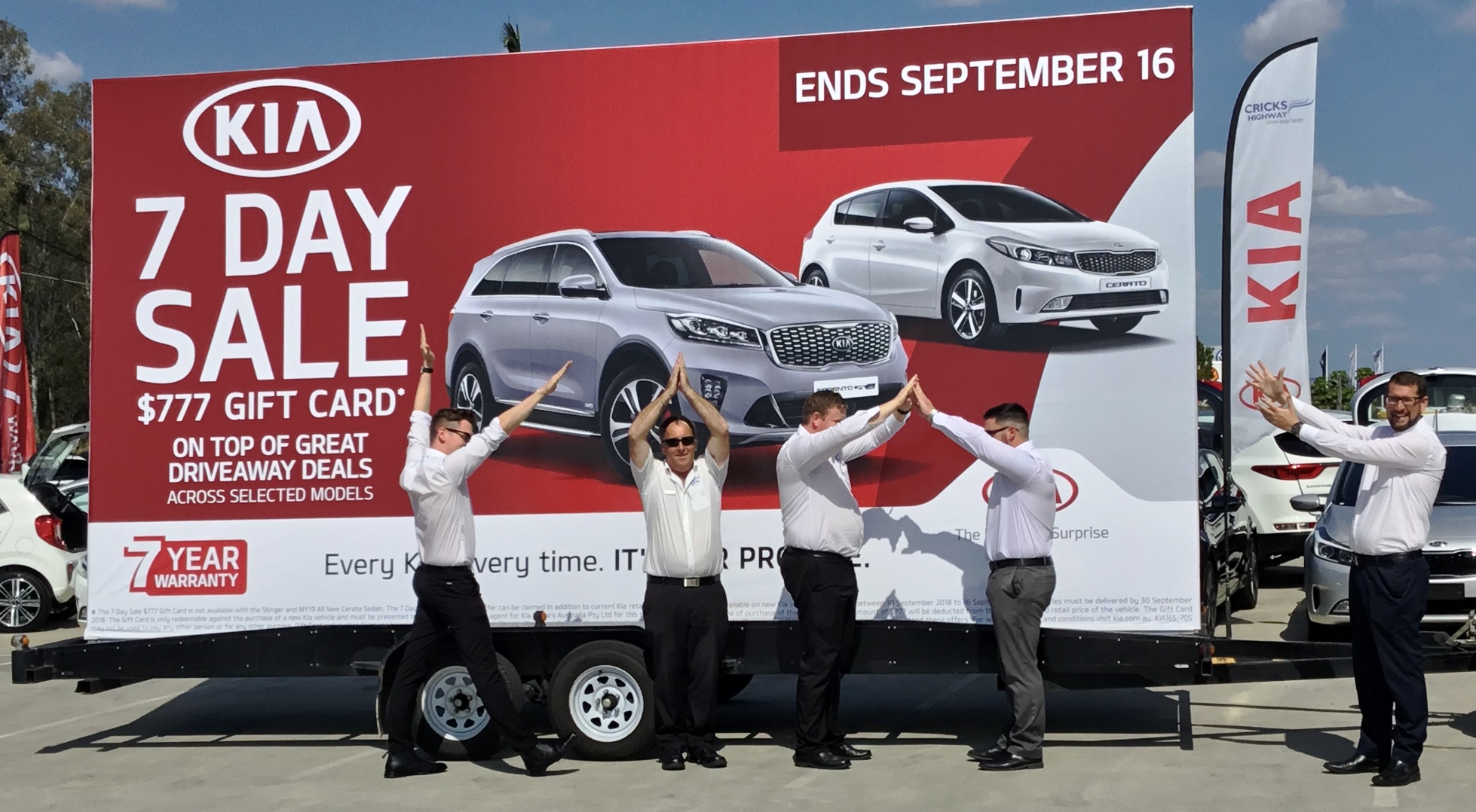KIA Melbourne A KIA dealership mobile billboard Melbourne promoting seven year warranty across suburban communities